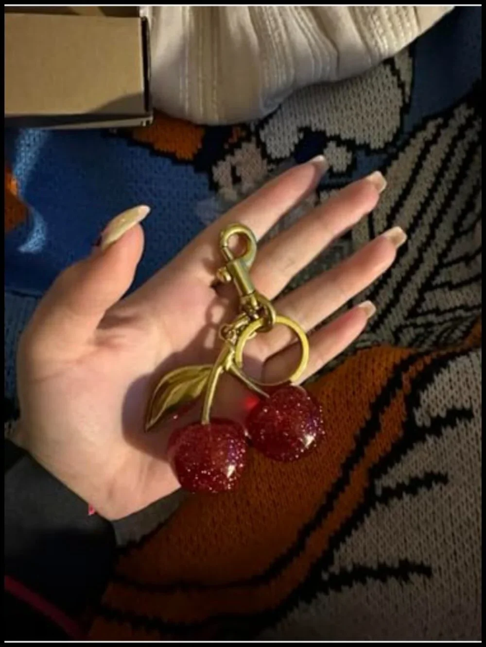 Realistic Cherry Bag Charm Keychain with Detachable Ring and Clip